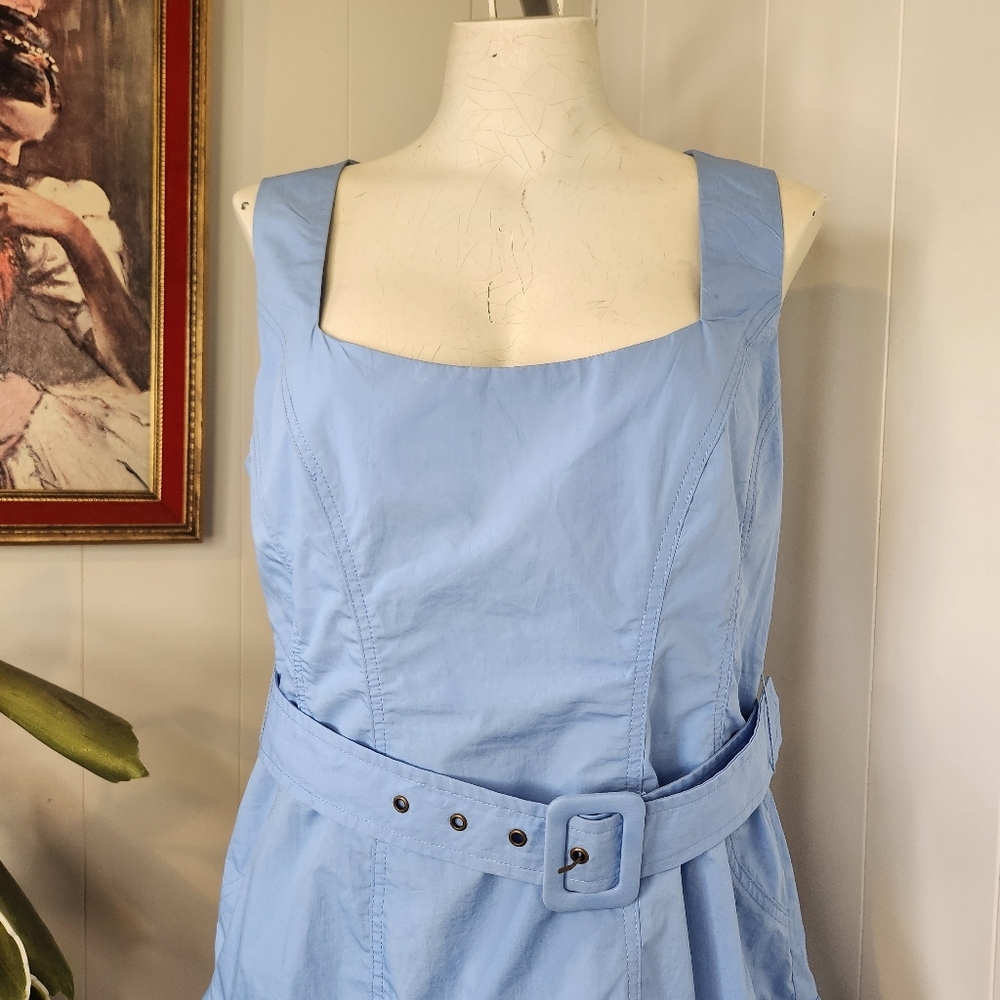 En Saison Crista Blue Eyelet Lace Ruffle Tiered Mini Dress Cotton Anthropologie - Picture 3 of 10